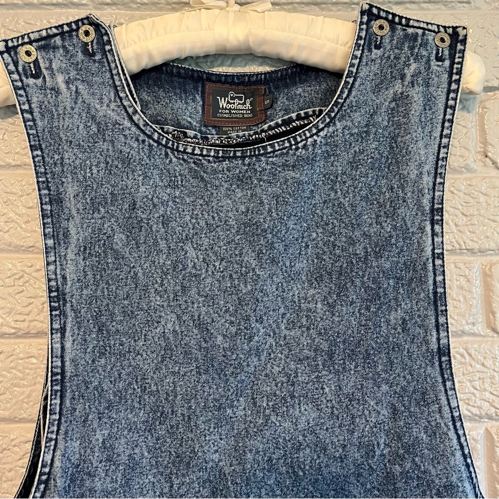 Vintage Woolrich Womens Small Acid Wash Denim Pinafore Dress 90s Cottagecore - Picture 4 of 7